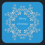 Elegant Blauw en Wit Merry Christmas Sticker<br><div class="desc">Elegante blauw-witte "Vrolijk kerstfeest" sticker.</div>