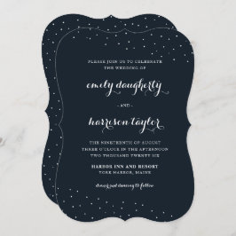 Elegant blauw en wit met delicate Stippen bruiloft Kaart