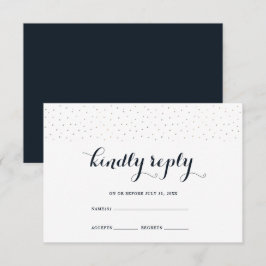 Elegant blauw en wit met delicate Stippen RSVP Kaartje