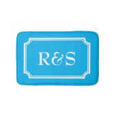 Elegant blauw en wit monogram badmat tapijt (Voorkant)