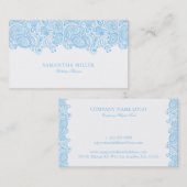 Elegant Blauw en Wit Paisley Bruiloft Planner Visitekaartje (Voorkant / Achterkant)