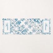 Elegant blauw en wit patroon en jouw naam yogamat (Voorkant (horizontaal))