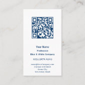 Elegant blauw en wit portret visitekaartje (Voorkant)