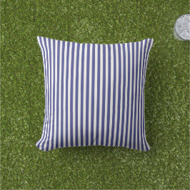 Elegant Blauw En Wit Strepenpatroon Buitenkussen