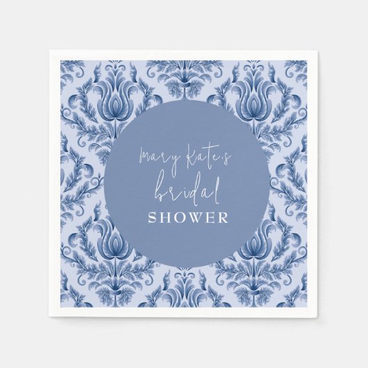 Elegant blauw en wit Vrijgezellenfeest Servet (Voorkant)