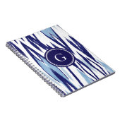 Elegant blauw en wit waterverf ikat patroon notitieboek (Rechterzijde)