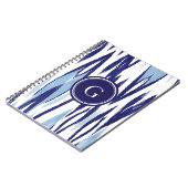 Elegant blauw en wit waterverf ikat patroon notitieboek (Linkerzijde)