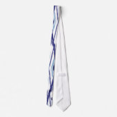 Elegant blauw en wit waterverf ikat patroon stropdas (Achterkant)
