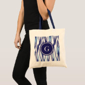 Elegant blauw en wit waterverf ikat patroon tote bag (Voorkant (product))