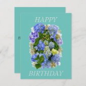 ELEGANT BLAUW EN WITTE HYDRANGEA HAPPY BIRTHDAY (Voorkant / Achterkant)