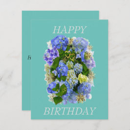 ELEGANT BLAUW EN WITTE HYDRANGEA HAPPY BIRTHDAY