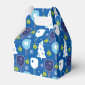 Elegant blauw en witte kerstpickleball bedankdoosjes (Achterkant)