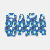 Elegant blauw en witte kerstpickleball bedankdoosjes (Uitgevouwen)