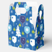 Elegant blauw en witte kerstpickleball bedankdoosjes (Geopend)