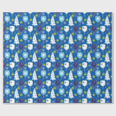 Elegant blauw en witte kerstpickleball  cadeaupapier (Vlak)