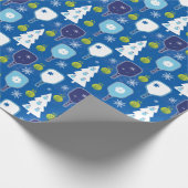 Elegant blauw en witte kerstpickleball  cadeaupapier (Hoek)