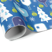 Elegant blauw en witte kerstpickleball  cadeaupapier (Rol Hoek)