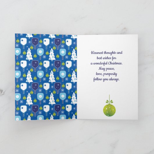 Elegant blauw en witte kerstpickleball kaart (Binnen)