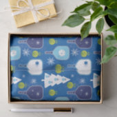 Elegant blauw en witte kerstpickleball tissuepapier (Geschenk)