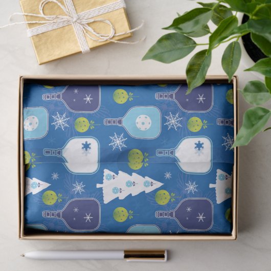 Elegant blauw en witte kerstpickleball tissuepapier (Geschenk)