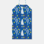 Elegant blauw en witte kersttennis cadeaulabel (Achterkant)