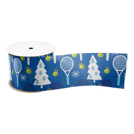 Elegant blauw en witte kersttennis  satijnen lint (Spoel)