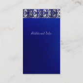 Elegant blauw en zilver verticaal visitekaartje (Achterkant)