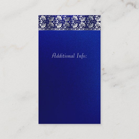 Elegant blauw en zilver verticaal visitekaartje (Achterkant)
