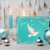 Elegant Blauw en Zilver 'Vrede op Aarde' Kerstmis Briefkaart