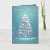 Elegant Blauw en Zilver Winter Wonderland Folie Wenskaart (Voorkant)