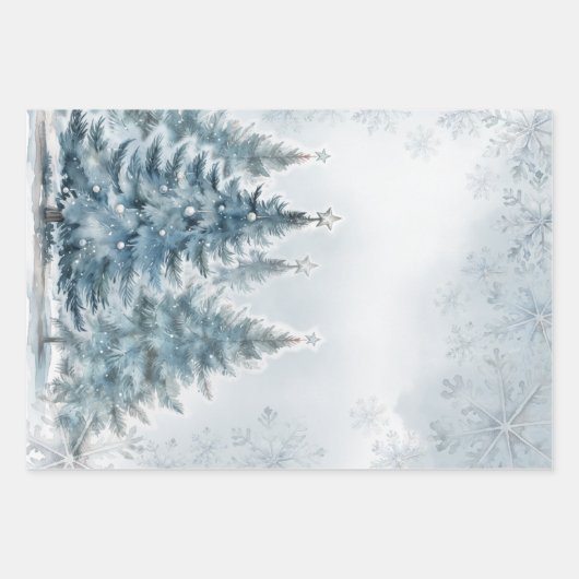 Elegant Blauw en zilver Winter Wonderland Inpakpapier Vel (Voorkant 3)