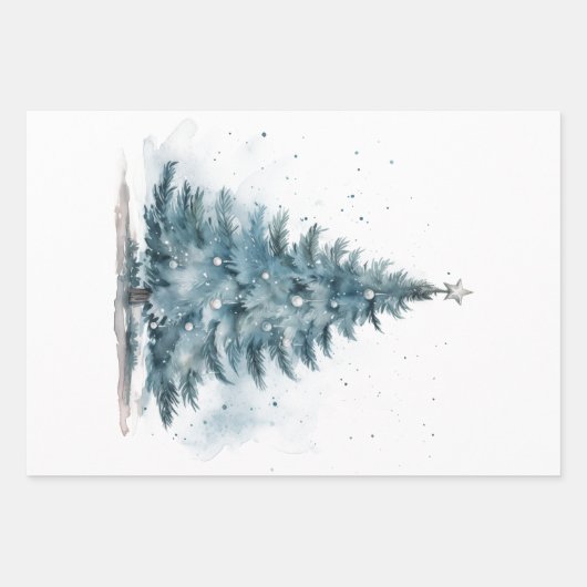 Elegant Blauw en zilver Winter Wonderland Inpakpapier Vel (Voorkant 2)