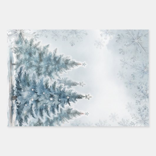 Elegant Blauw en zilver Winter Wonderland Inpakpapier Vel (Voorkant)