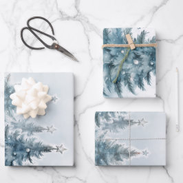 Elegant Blauw en zilver Winter Wonderland Inpakpapier Vel