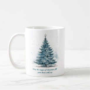 Elegant Blauw en Zilver Winter Wonderland Koffiemok
