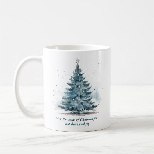 Elegant Blauw en Zilver Winter Wonderland Koffiemok (Links)