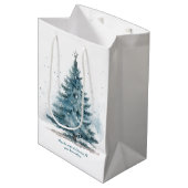 Elegant Blauw en zilver Winter Wonderland Medium Cadeauzakje (Voorkant Gekanteld)