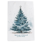 Elegant Blauw en zilver Winter Wonderland Medium Cadeauzakje (Voorkant)