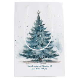 Elegant Blauw en zilver Winter Wonderland Medium Cadeauzakje