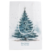 Elegant Blauw en zilver Winter Wonderland Medium Cadeauzakje (Achterkant)