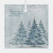 Elegant Blauw en zilver Winter Wonderland Ornament (Voorkant)
