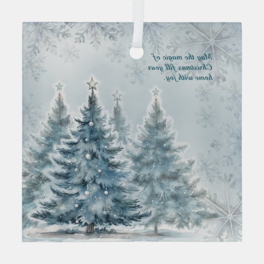 Elegant Blauw en zilver Winter Wonderland Ornament (Achterkant)