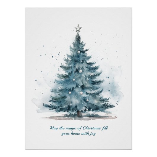 Elegant Blauw en Zilver Winter Wonderland Perfect Poster (Voorkant)