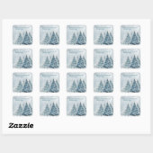 Elegant Blauw en Zilver Winter Wonderland Vierkante Sticker (Vel)