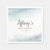 Elegant blauw en zilveren glitter Baby shower Servet (Voorkant)