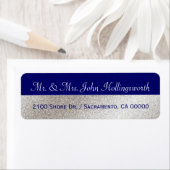 Elegant blauw en zilveren Toon retour adreslabel Etiket (Insitu)