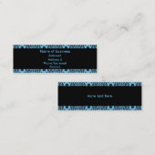 Elegant blauw en zwart damast mini visitekaartje (Voorkant / Achterkant)