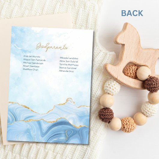 Elegant Blauw Engel Jongen Doop Doop Kaart