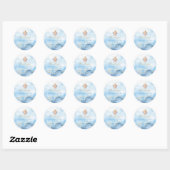 Elegant Blauw Engel Jongen Doop Doop Ronde Sticker (Vel)