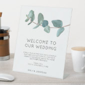 Elegant Blauw Eucalyptus Welkom COVID veiligheidsp Reclamebord Met Voetstuk (Insitu)